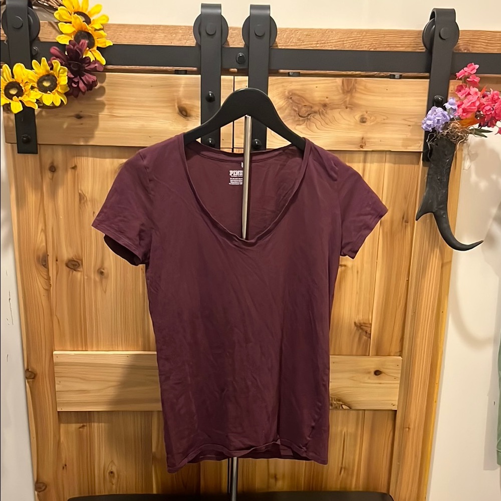 PINK Victoria's Secret Maroon Short Sleeve Tee